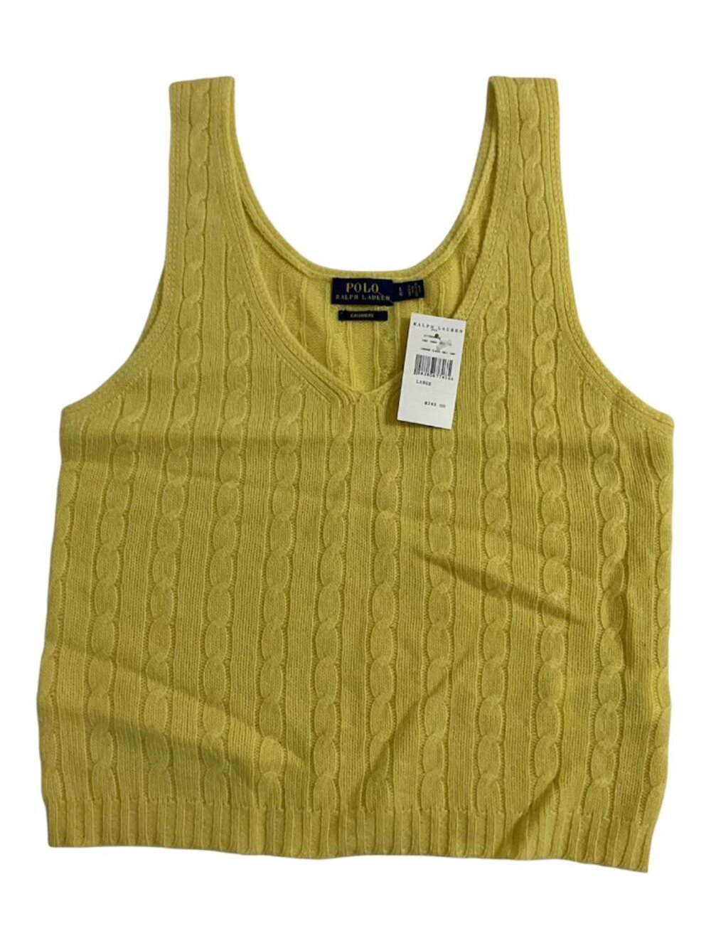 Polo Ralph Lauren Cashmere Cable Knit Tank Yellow NWT Various Sizes $248 MSRP